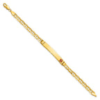 14K Medical Solid Chain/Solid Plate 37x6mm Off-Center Red Enamel Anchor Link 8 inch ID Bracelet