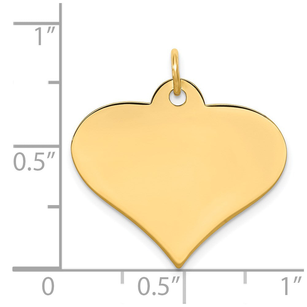 14k Plain .013 Gauge Engraveable Heart 22x25mm Disc Charm