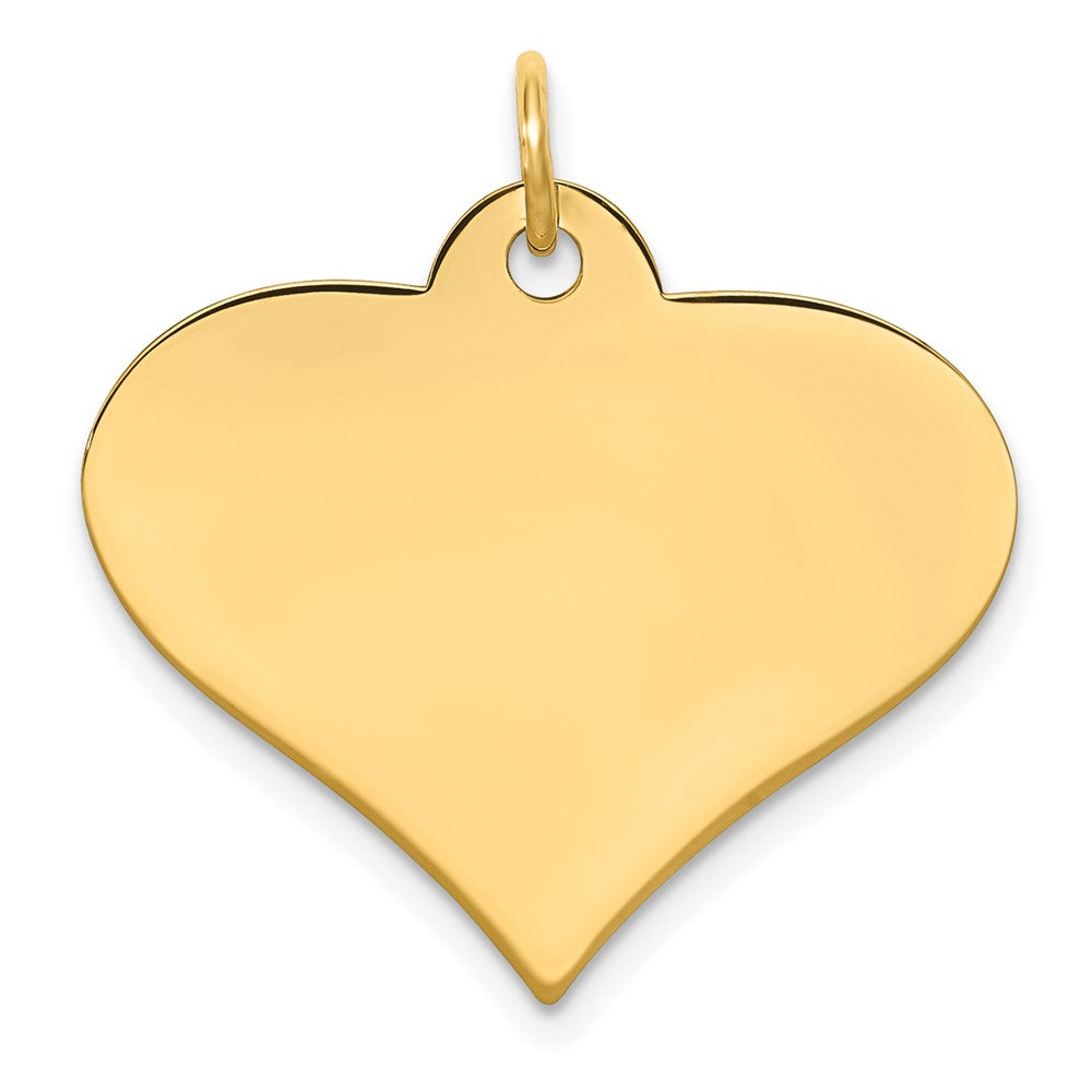 14k Plain .018 Gauge Engraveable Heart 22x25mm Disc Charm
