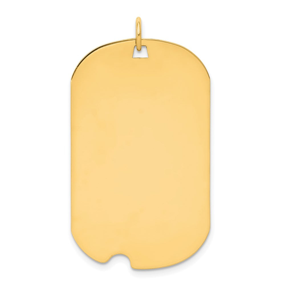 14k Plain .011 Gauge Engravable 37x23mm Dog Tag with Notch Disc Charm