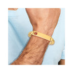 14K Medical Solid Chain/Solid Plate 40x10mm Off-Center Red Enamel Curb Link 8 inch ID Bracelet