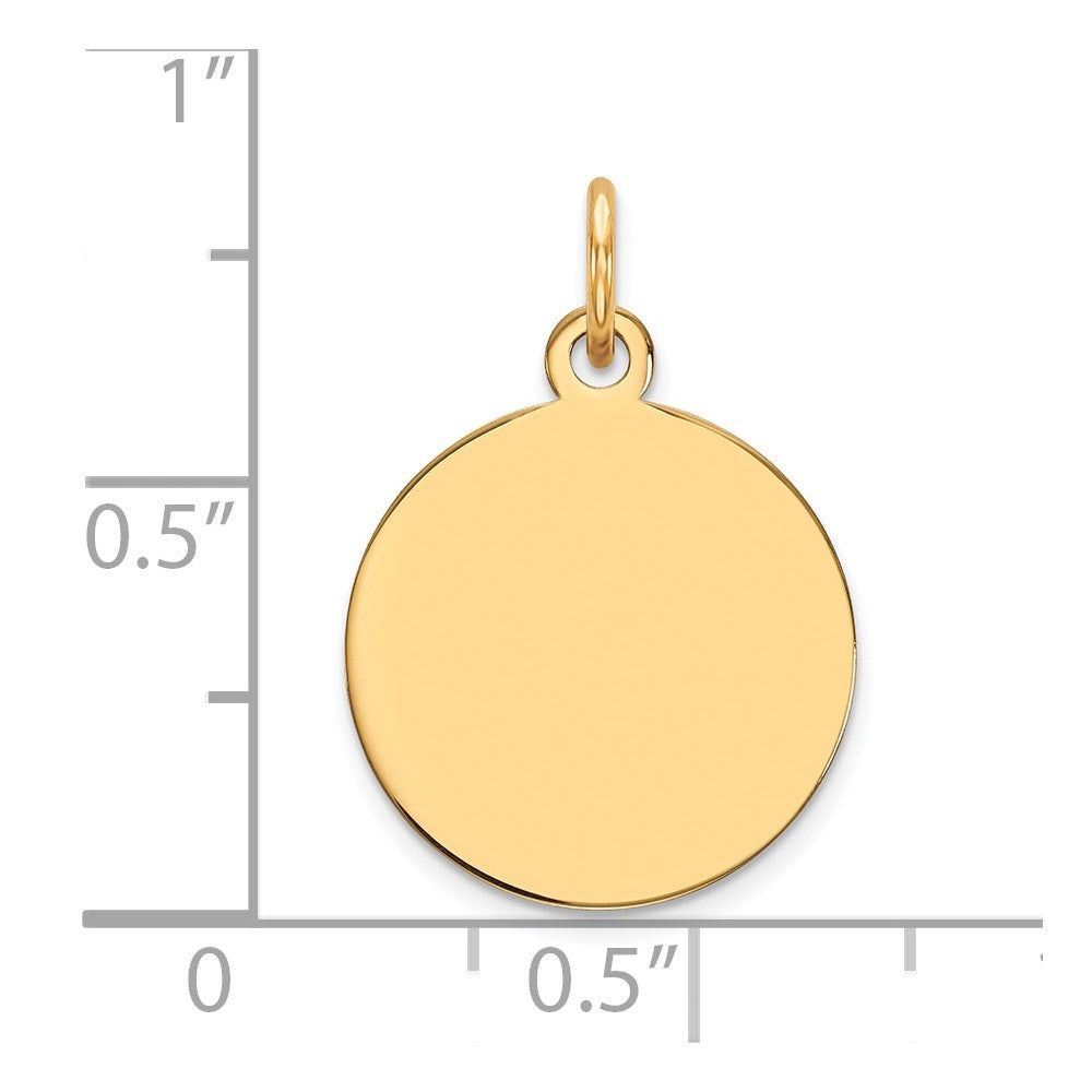 14k Plain .013 Gauge Round Engravable 15mm Disc Charm