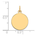14k Plain .018 Gauge Round Engravable 15mm Disc Charm