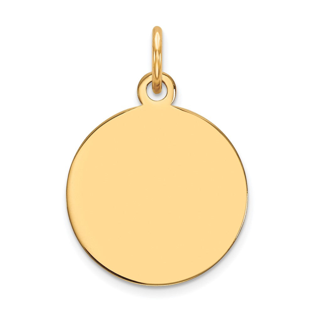 14k Plain .035 Gauge Round Engravable 15mm Disc Charm