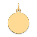 14k Plain .027 Gauge Round Engravable 15mm Disc Charm