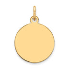 14k Plain .027 Gauge Round Engravable 15mm Disc Charm
