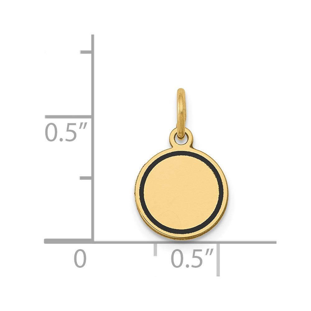 14k with Black Enamel Edge .027 Gauge Round Engravable 10mm Disc Charm