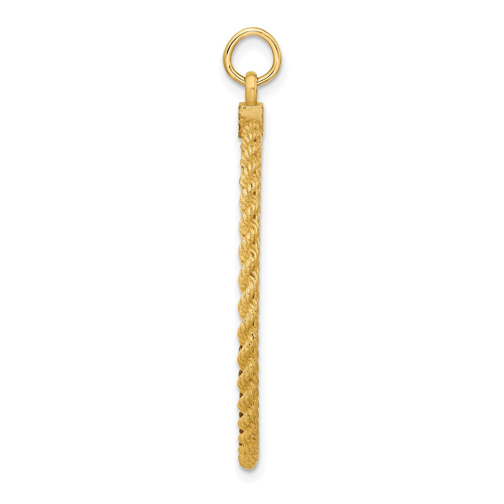 14k Plain .013 Gauge Round Engravable 36.6x34.9mm Disc with Rope Edge Charm