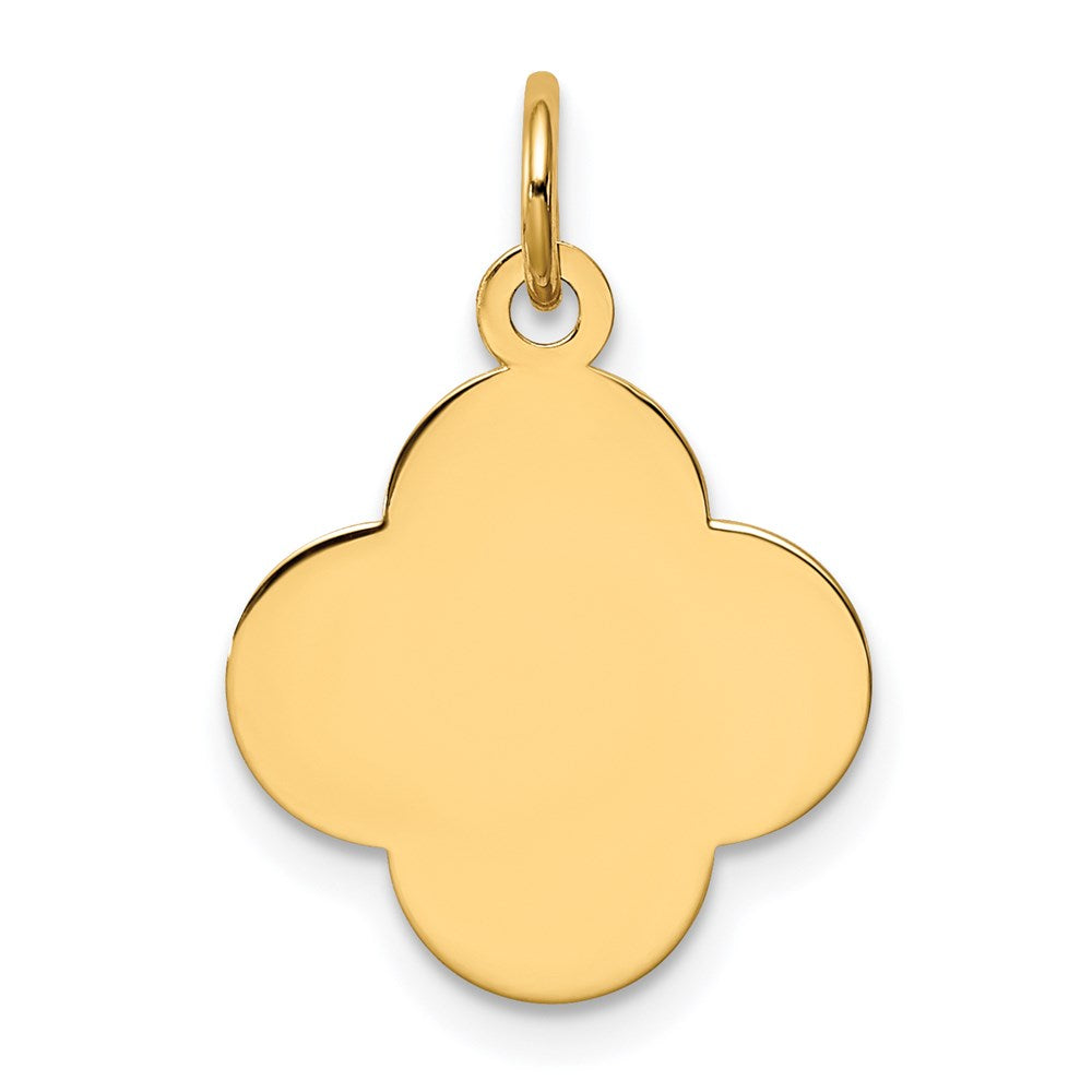 14k Plain .027 Gauge Engravable Quatrefoil 17x15mm Disc Charm