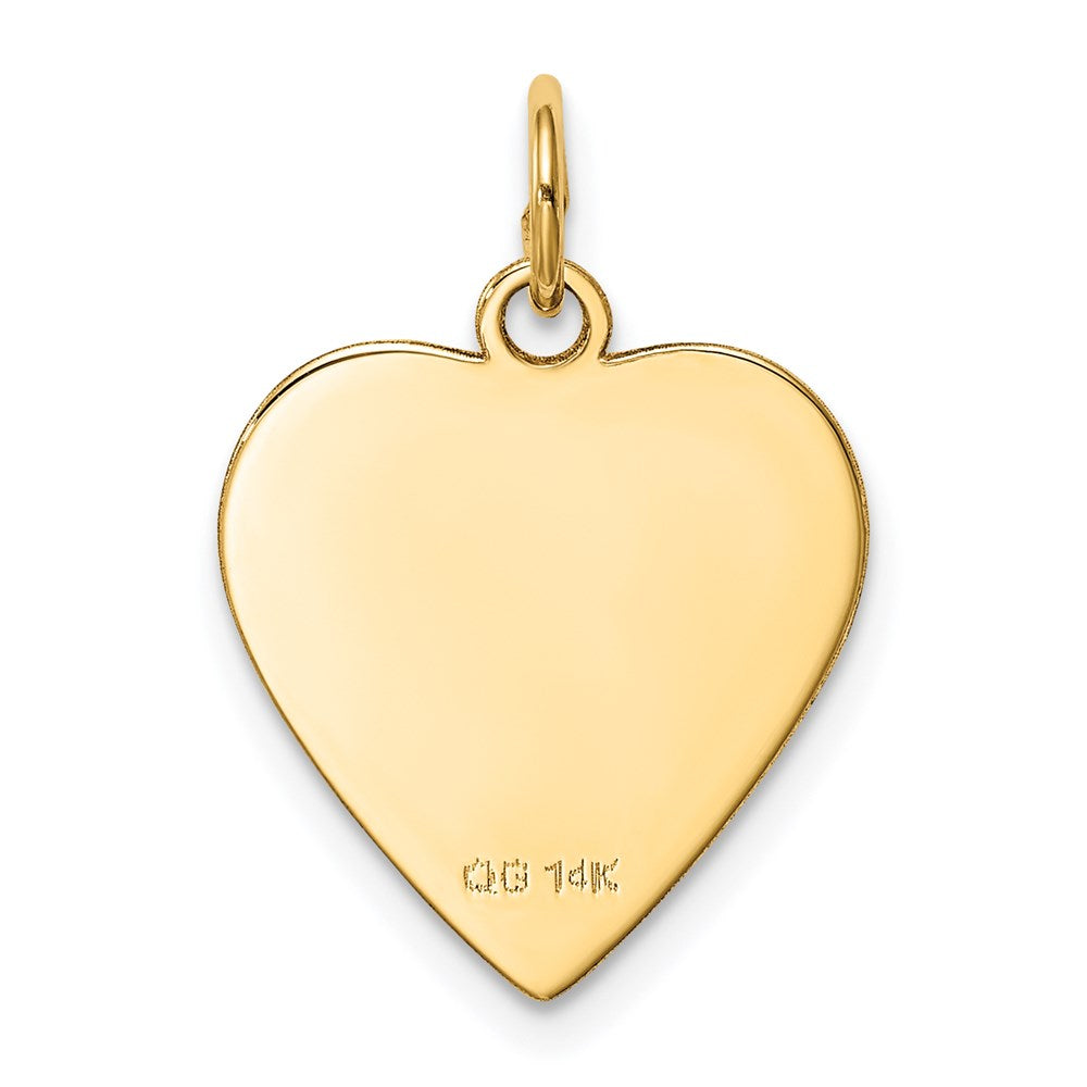 14k Plain .027 Gauge Heart Engravable 17x16.5mm Disc Charm