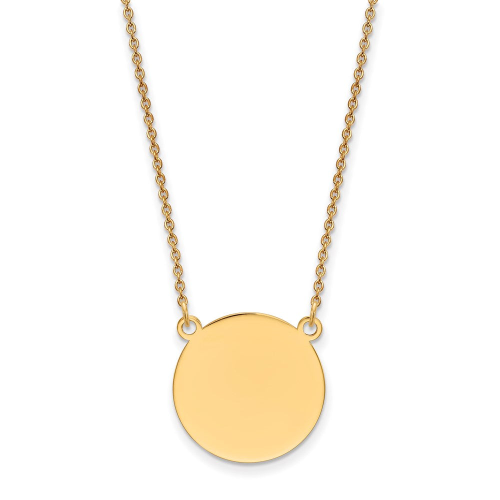 14k Plain .018 Gauge Round Engravable 17x17mm Disc 18 inch Necklace