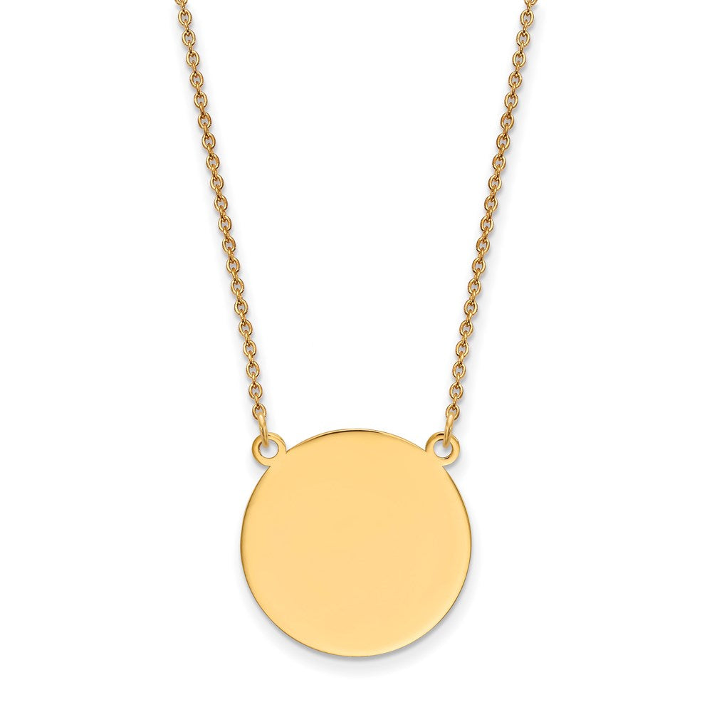 14k Plain .027 Gauge Round Engravable 19x19mm Disc 18 inch Necklace