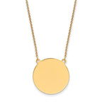 14k Plain .013 Gauge Round Engravable 22x22mm Disc 18 inch Necklace