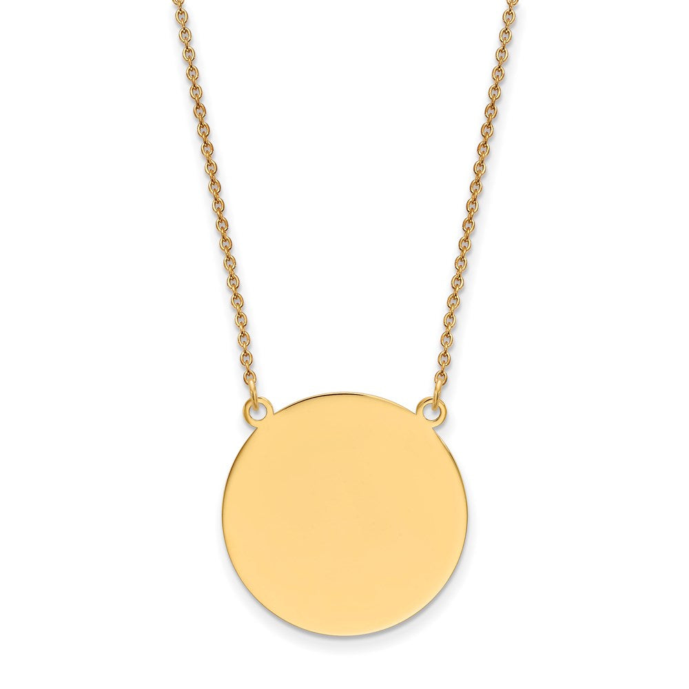 14k Plain .018 Gauge Round Engravable 22x22mm Disc 18 inch Necklace