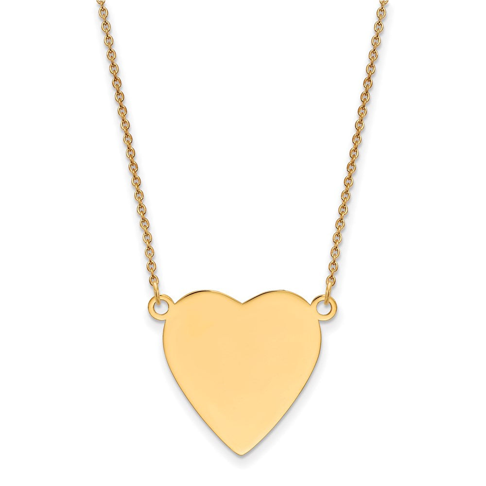 14k Plain .018 Gauge Heart Engravable 21x23mm Disc 18 inch Necklace