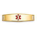 14k Polished 19x5mm Centered Red Epoxy Enameled Medical ID Soft Diamond Shape Plate # 813