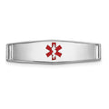 14k White Gold Polished 19x5mm Centered Red Epoxy Enameled Medical ID Soft Diamond Shape Plate # 813