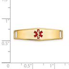 14k Polished 24x7mm Centered Red Epoxy Enameled Medical ID Soft Diamond Shape Plate # 816