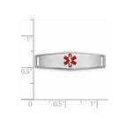 14k White Gold Polished 24x7mm Centered Red Epoxy Enameled Medical ID Soft Diamond Shape Plate # 816