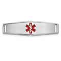 14k White Gold Polished 24x7mm Centered Red Epoxy Enameled Medical ID Soft Diamond Shape Plate # 816