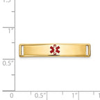 14k Polished 24x5mm Centered Red Epoxy Enameled Medical ID Plate # 816
