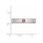 14k White Gold Polished 24x5mm Centered Red Epoxy Enameled Medical ID Plate # 816