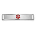 14k White Gold Polished 24x5mm Centered Red Epoxy Enameled Medical ID Plate # 816