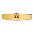 14K 34x9mm Centered Red Epoxy Enameled Soft Diamond Shape Medical ID Plate # 817
