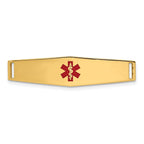 14K 34x9mm Centered Red Epoxy Enameled Soft Diamond Shape Medical ID Plate # 817
