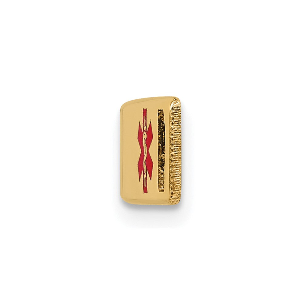 14K 34x6mm Off-Center Red Epoxy Enameled Medical ID Plate # 817