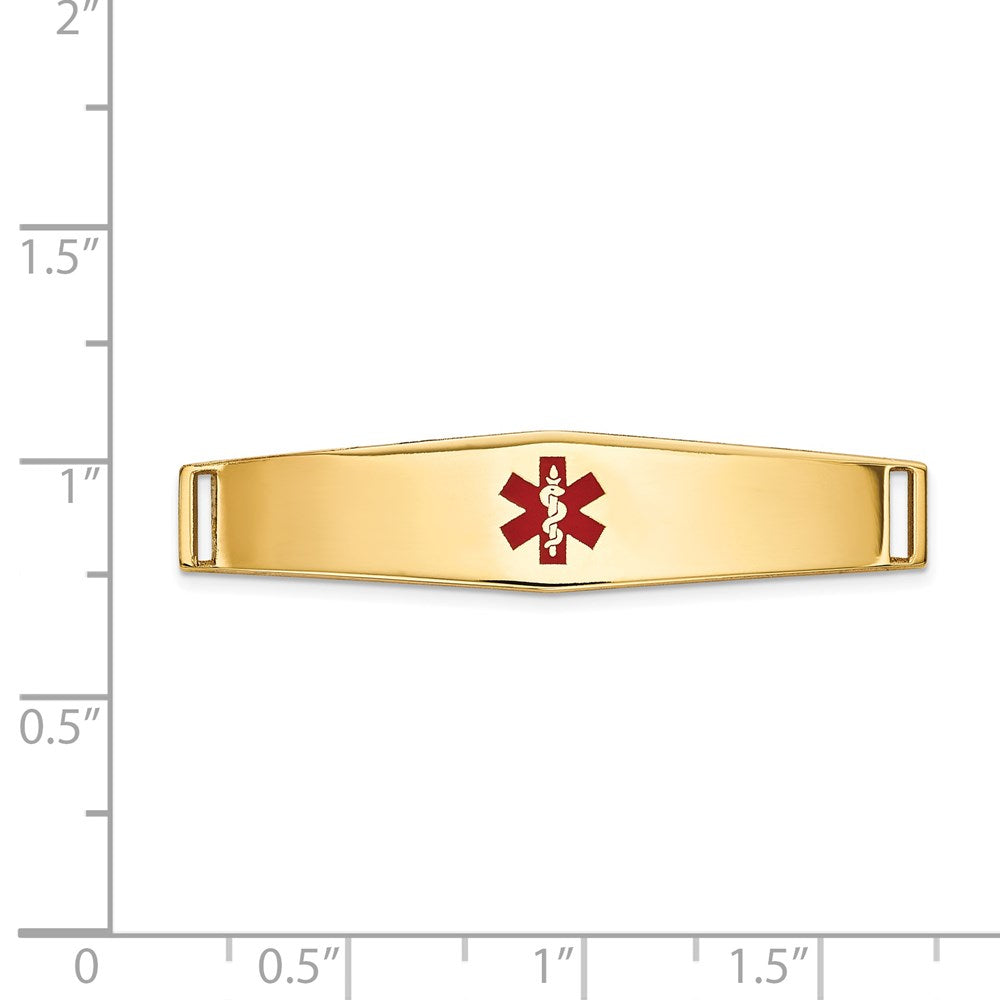 14K 36x9mm Centered Red Epoxy Enameled Soft Diamond Shape Medical ID Plate # 818