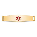 14K 36x9mm Centered Red Epoxy Enameled Soft Diamond Shape Medical ID Plate # 818