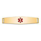 14K 36x9mm Centered Red Epoxy Enameled Soft Diamond Shape Medical ID Plate # 818