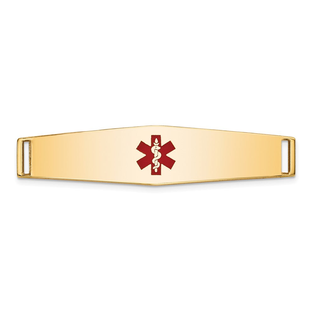 14K 36x9mm Centered Red Epoxy Enameled Soft Diamond Shape Medical ID Plate # 818