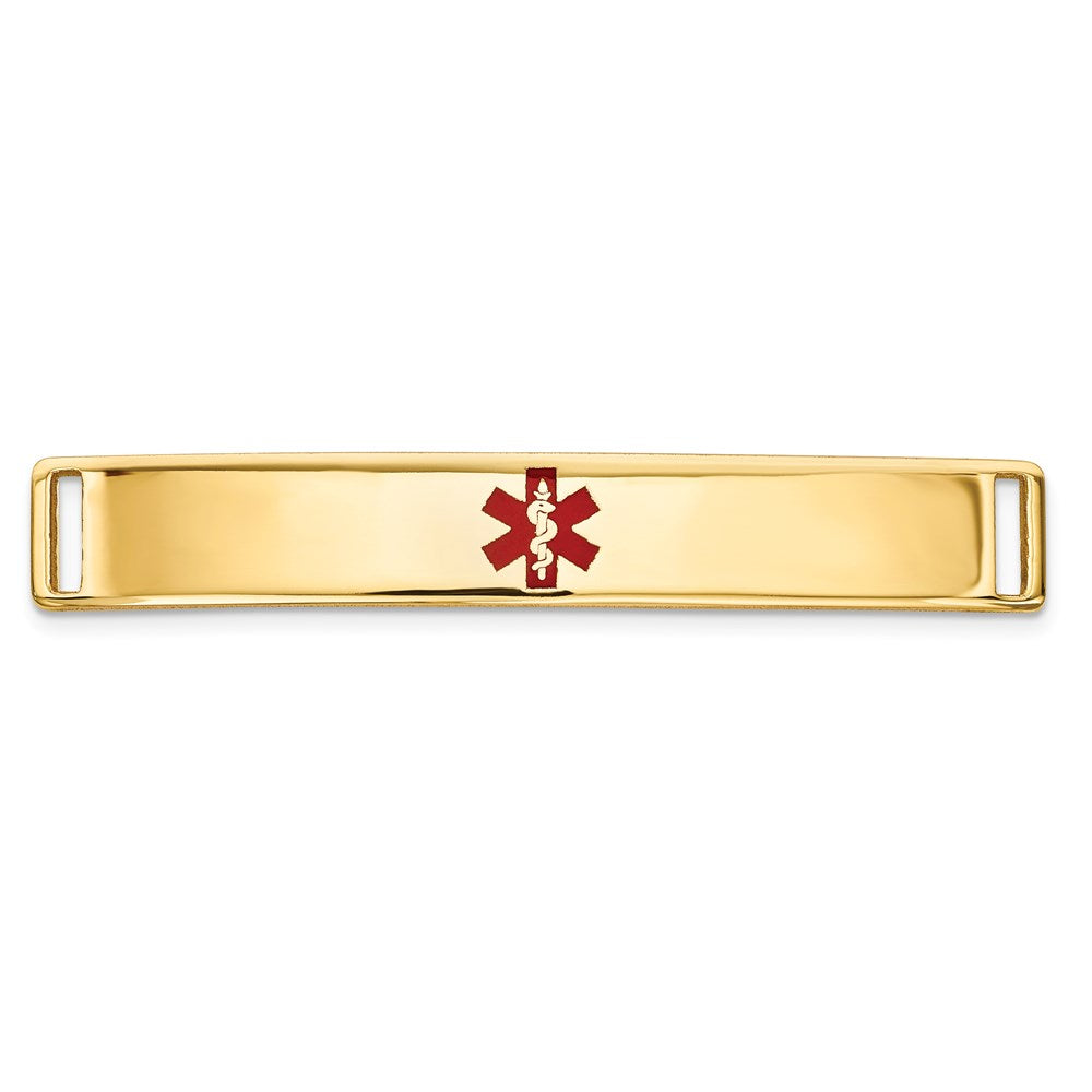 14K 35x6mm Centered Red Epoxy Enameled Medical ID Plate # 818