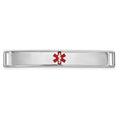 14K White Gold 35x6mm Centered Red Epoxy Enameled Medical ID Plate # 818