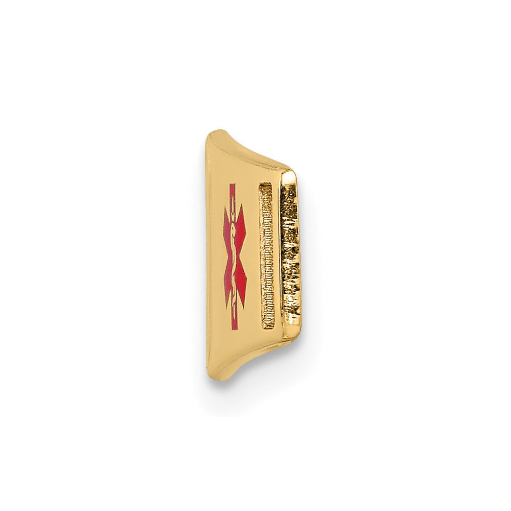 14K 36x9mm Off-Center Red Epoxy Enameled Soft Diamond Shape Medical ID Plate # 818