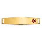 14K 36x9mm Off-Center Red Epoxy Enameled Soft Diamond Shape Medical ID Plate # 818