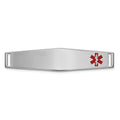 14K White Gold 36x9mm Off-Center Red Epoxy Enameled Soft Diamond Shape Medical ID Plate # 818