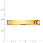 14K 36x6mm Off-Center Red Epoxy Enameled Medical ID Plate # 818