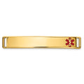 14K 36x6mm Off-Center Red Epoxy Enameled Medical ID Plate # 818