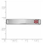 14K White Gold 36x6mm Off-Center Red Epoxy Enameled Medical ID Plate # 818