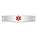 14K White Gold 38x10mm Centered Red Epoxy Enameled Soft Diamond Shape Medical ID Plate # 819