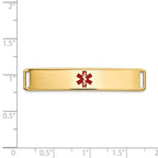 14K 38x8mm Centered Red Epoxy Enameled Medical ID Plate # 819