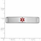 14K White Gold 38x8mm Centered Red Epoxy Enameled Medical ID Plate # 819