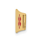 14K 38x10mm Off-Center Red Epoxy Enameled Soft Diamond Shape Medical ID Plate # 819