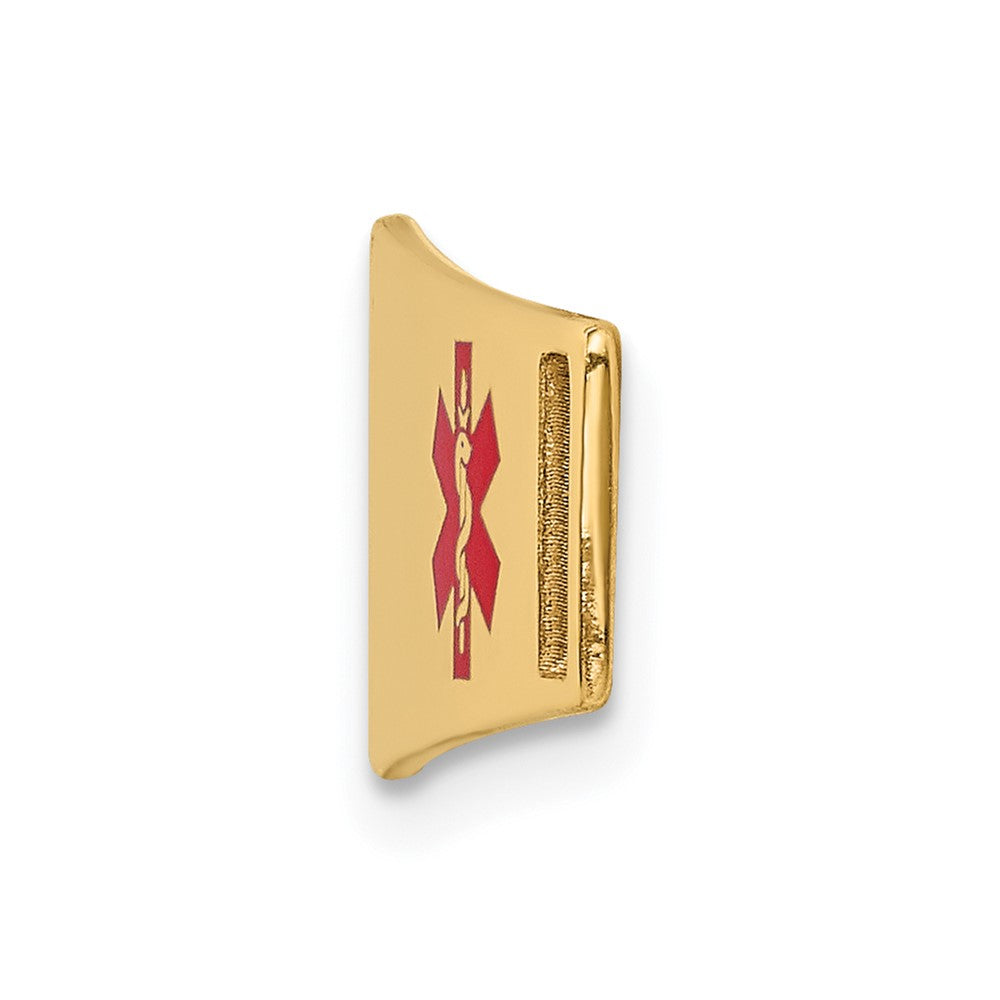 14K 38x10mm Off-Center Red Epoxy Enameled Soft Diamond Shape Medical ID Plate # 819