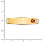 14K 38x10mm Off-Center Red Epoxy Enameled Soft Diamond Shape Medical ID Plate # 819