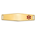 14K 38x10mm Off-Center Red Epoxy Enameled Soft Diamond Shape Medical ID Plate # 819