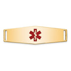 14K 39x13mm Centered Red Epoxy Enameled Soft Diamond Shape Medical ID Plate # 820